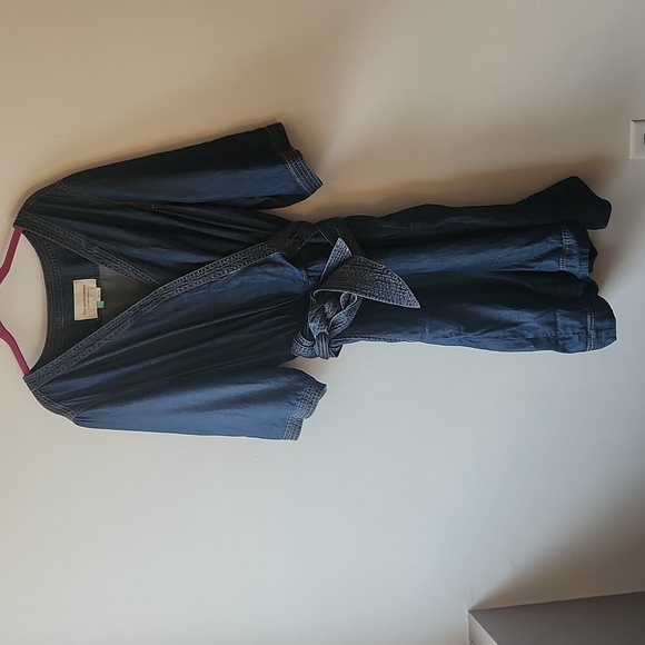 Anthropologie Pilcro & The Letterpress Romper Denim Shorts Jumper Wrap Sz 24W - Picture 11 of 11